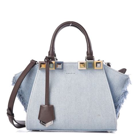 fendi 3 jours mini|FENDI Denim Studded Mini 3Jours Tote Light Blue.